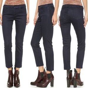 J Brand mid rise tailored crop jeans in inkwell dark wash blue